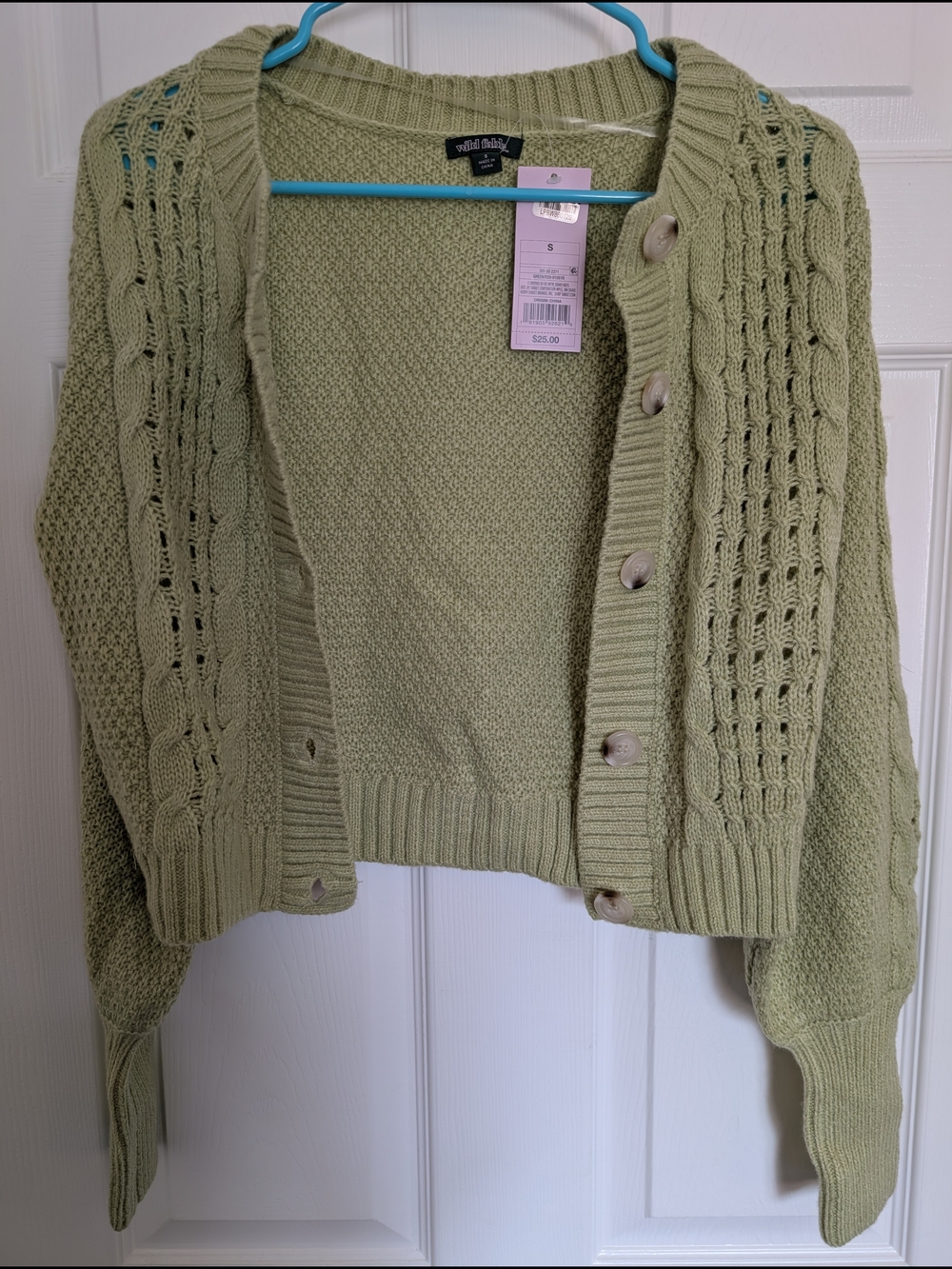 Wild Fable Sage Green Knit Button-Front Women's Cardigan Sweater